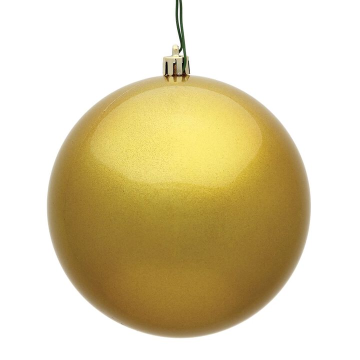 Vickerman 6" Gold Candy Finish Ornaments - Christmas Ball Ornament - Shatterproof and UV Resistant with Drilled Cap - 4 Per Bag - Holiday Decor - Christmas Ornaments