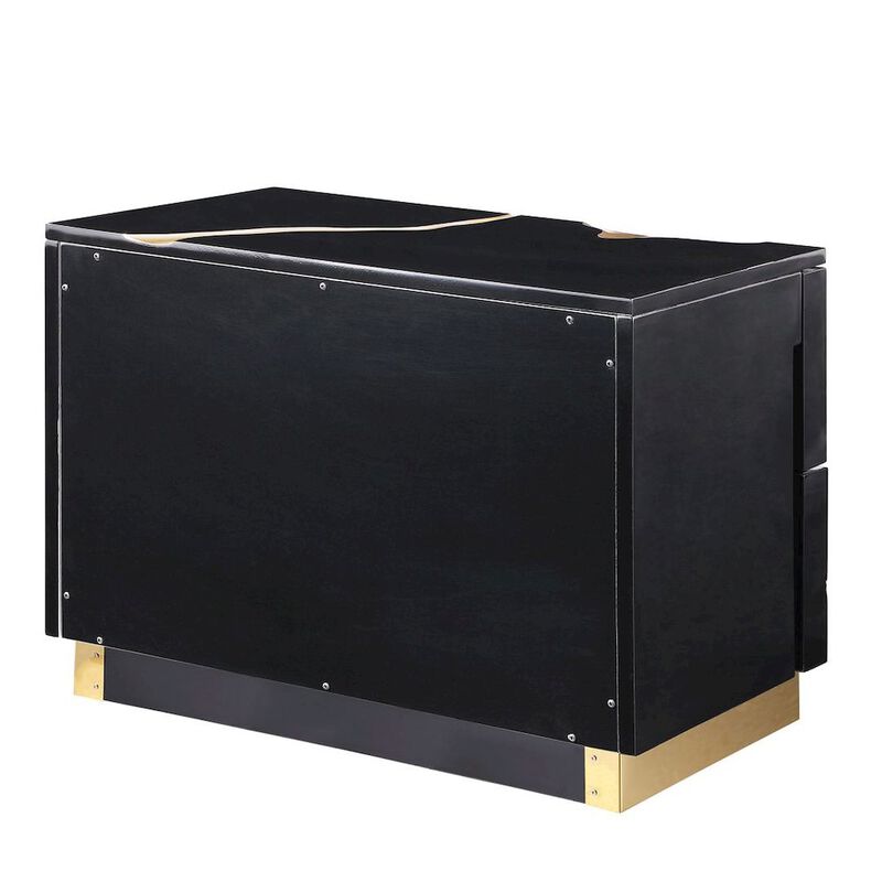 Best Master Furniture Trevello High-Gloss Lacquered Left Nightstand, Gold Accents (White) image number 2