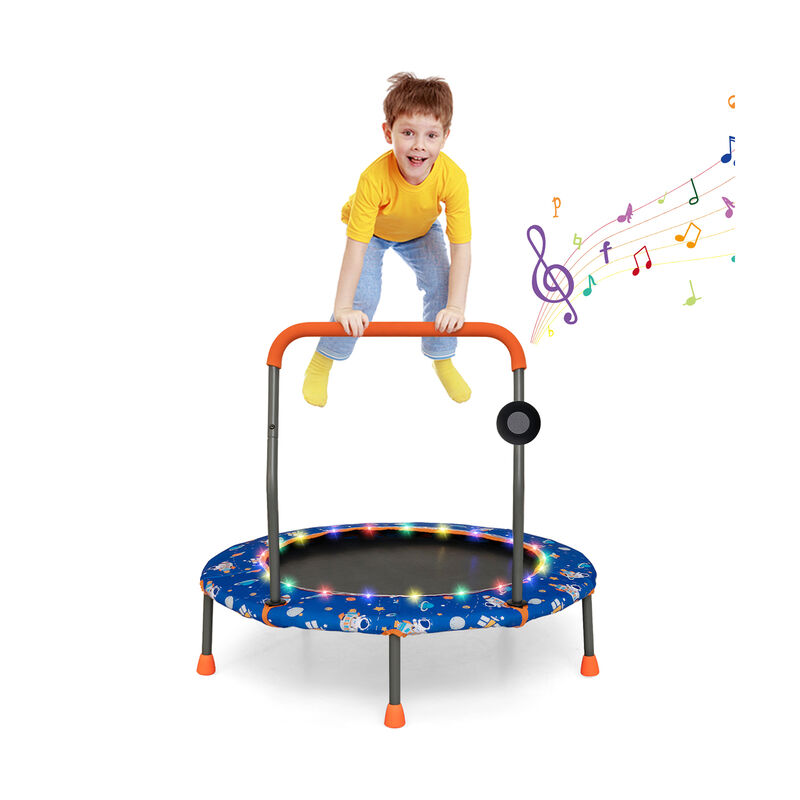 Kids Mini Trampoline with Colorful LED Lights and Bluetooth Speaker image number 3