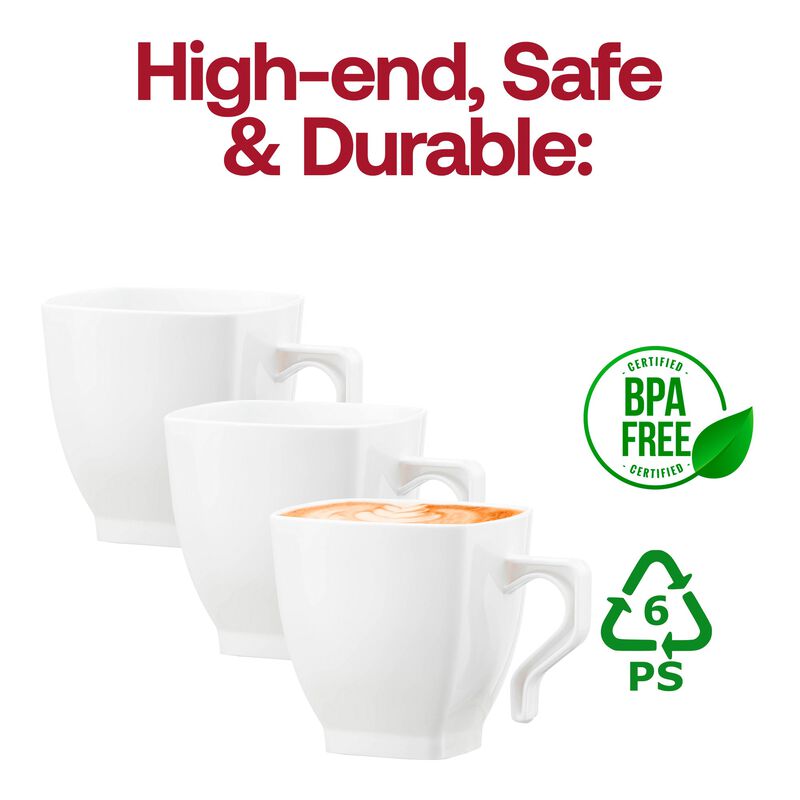 8 oz. White Square Plastic Coffee Mugs (192 Mugs) image number 6