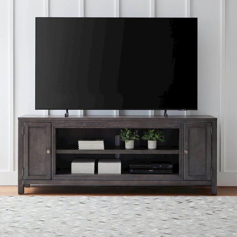 Liberty Furniture Modern Farmhouse Entertainment Stand 78 Inch TV Console  - Charcoal Oak Wood image number 1