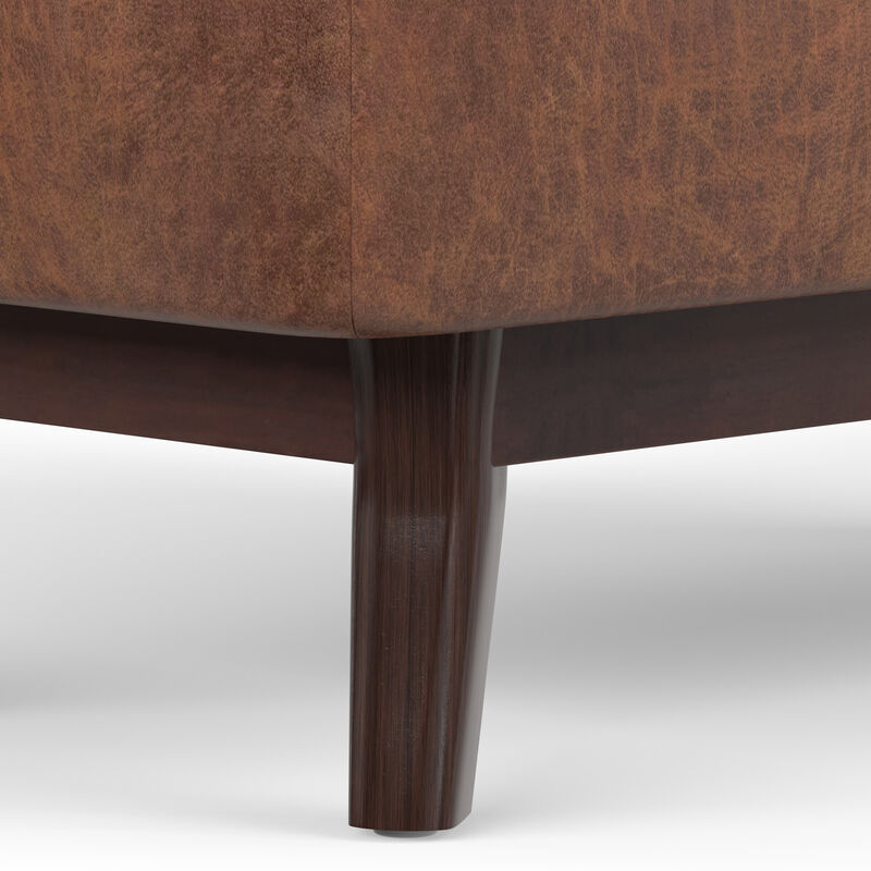 Owen Small Rectangular Storage Ottoman in Distressed Saddle Brown Faux Air Leather image number 6
