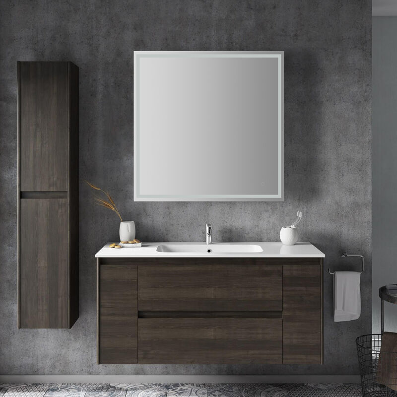 Pax 38x38 Large Frameless Antifog Front/Back-Lit Wall Bathroom Vanity Mirror, Smart Touch