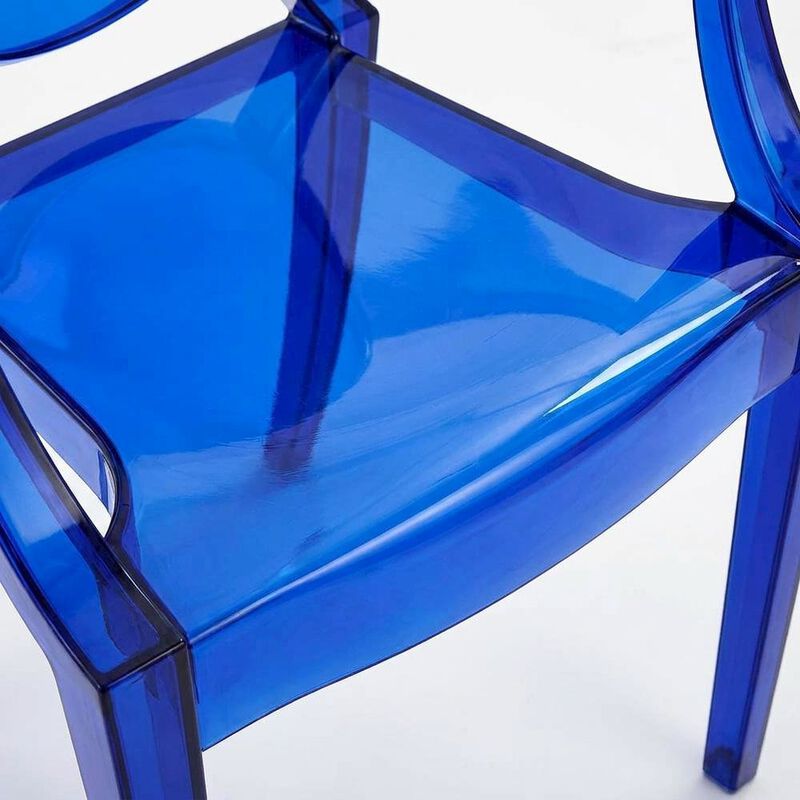 Acrylic Stackable Dining Armchair, Contoured Back, Blue image number 5