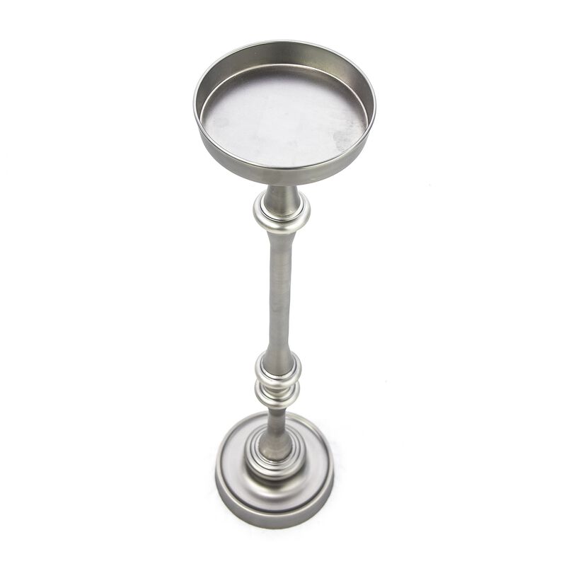 Hivvago Brushed Silver Finish Drink Size Accent Table