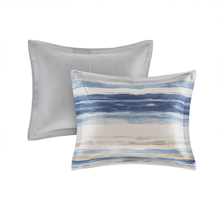 Gracie Mills Javier 8-Piece Tranquil Seersucker Stripe Comforter and Quilt Set Collection