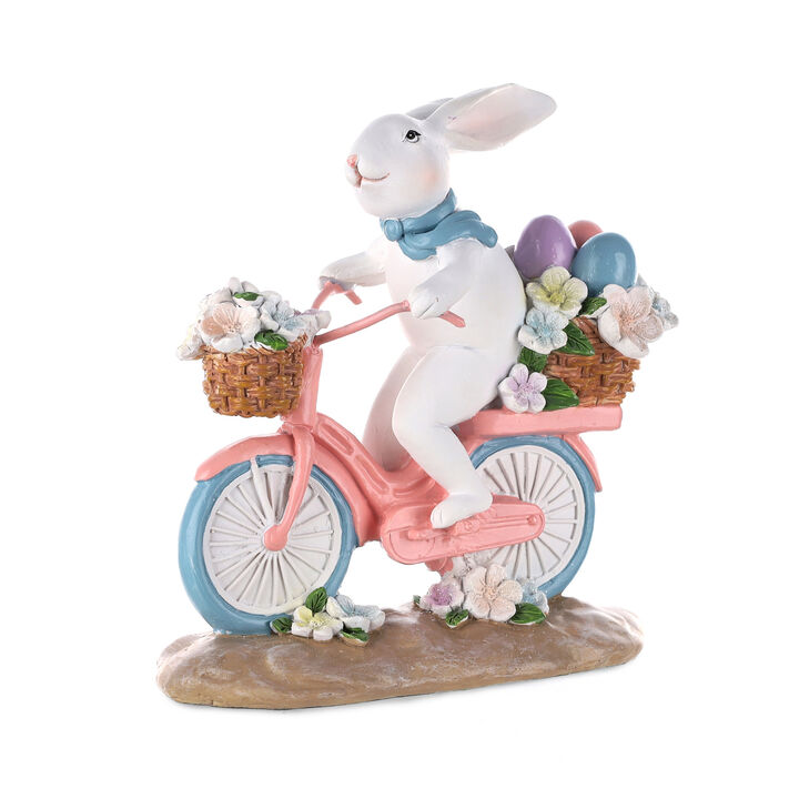 Set of 2 Resin Bunnies on Bikes for Holiday and Seasonal Displays