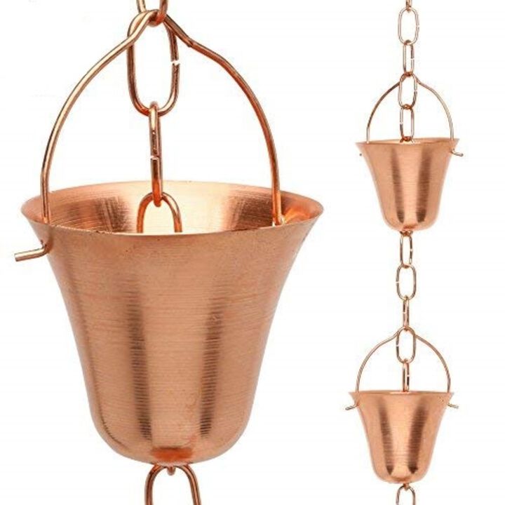 Marrgon Copper Rain Chain - Bell Style Cups for Gutter Downspout Replacement