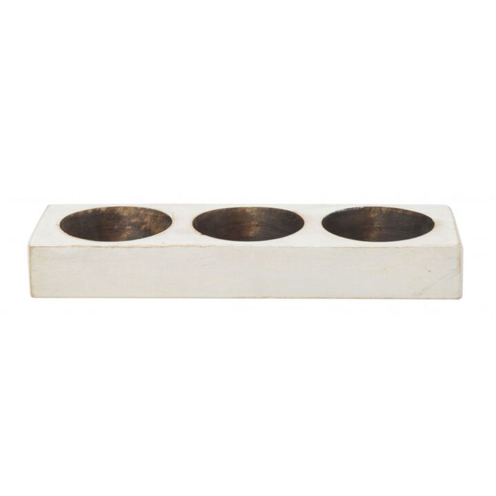 Homezia Distressed White 3 Hole Cheese Mold Candle Holder