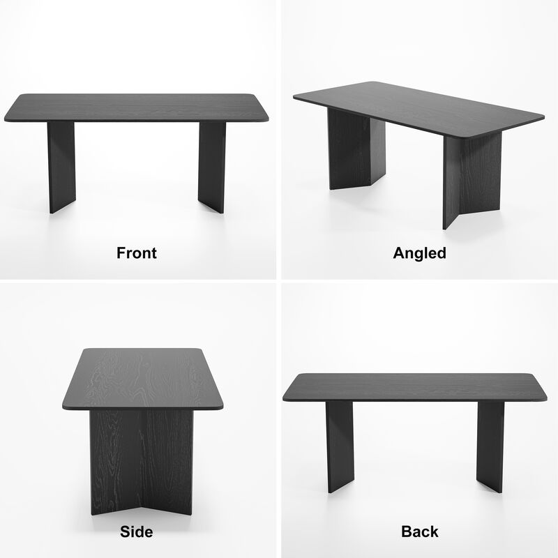 67" Farmhouse Large Rectangle Yellow Dining Table for 4-6 People with V-Shaped Legs for Dining Room and Living Room