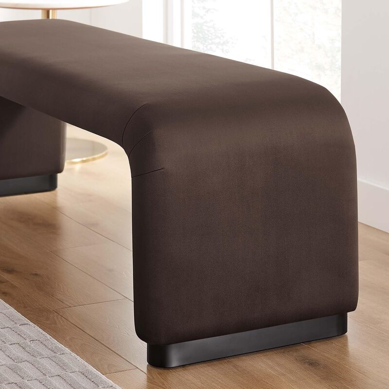 Modway EEI-6734-BRA-CAB Koda Performance Velvet Waterfall Long Bench, Brass Cadet Blue image number 8