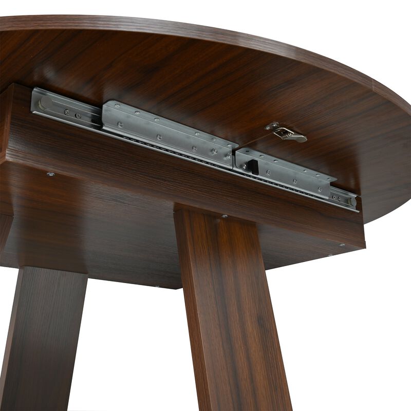 Extendable Round Dining Table for 4-8 People with Storage Shelf image number 4
