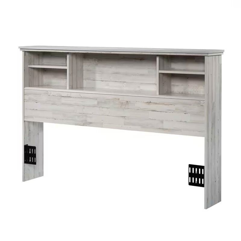 Farmhouse Bookcase Headboard with Storage Shelves