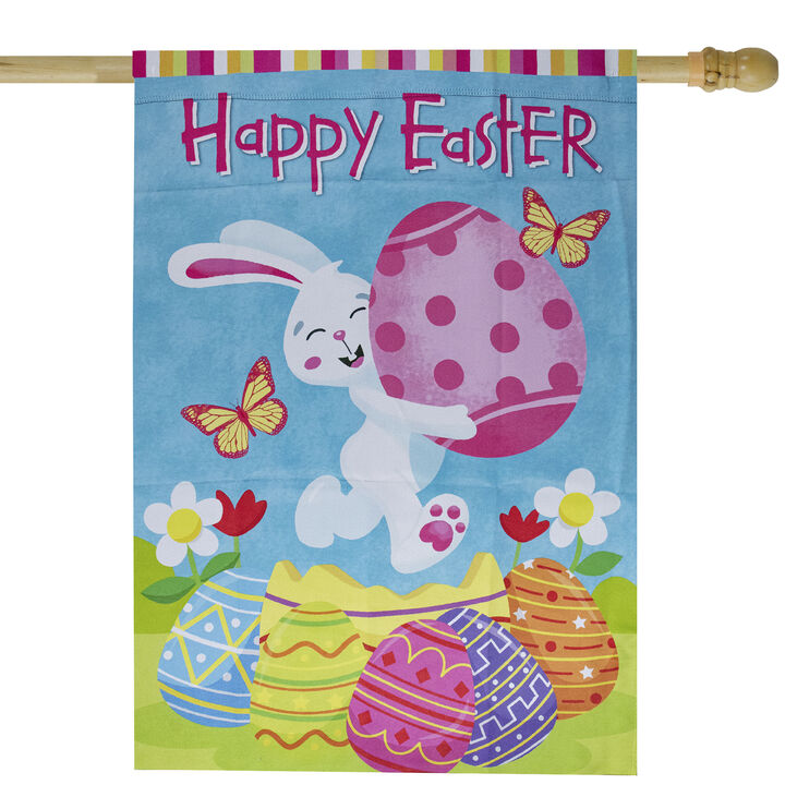 Happy Easter Bunny with Eggs Outdoor House Flag 28" x 40"