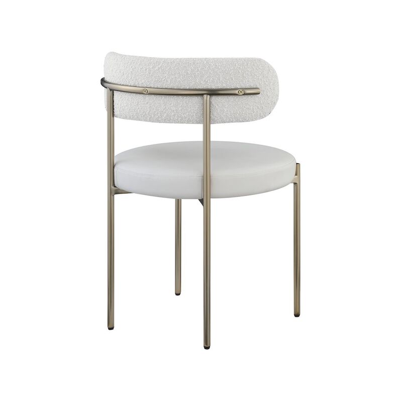 Meridian Furniture Beacon Cream Vegan Leather and Boucle Fabric Dining Chair, Set of 2