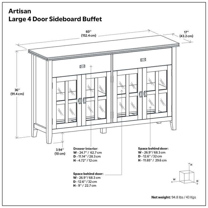 Totreb Solid Wood Sideboard Buffet Cabinet image number 6