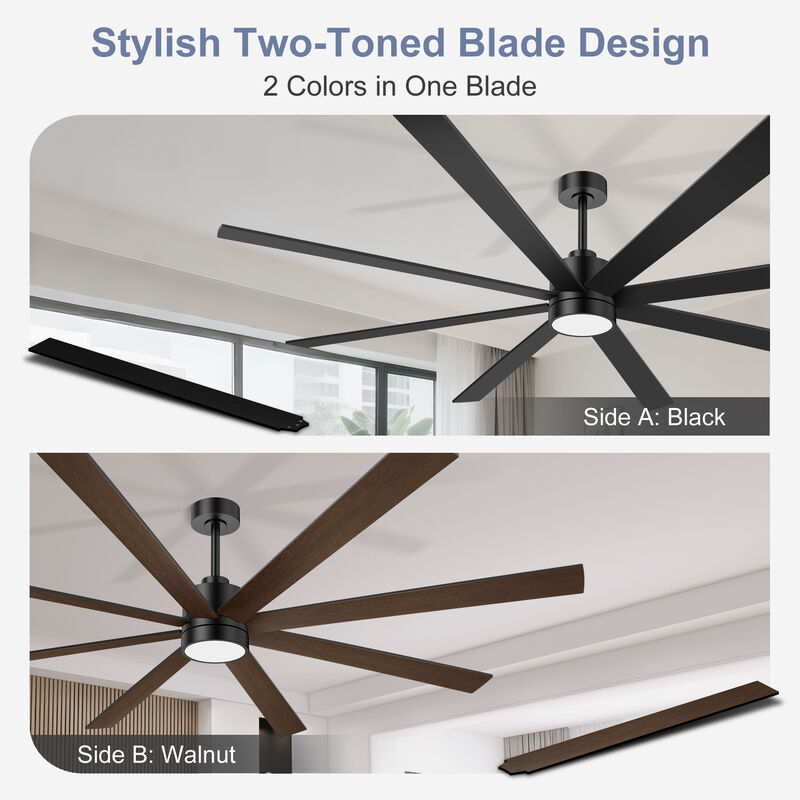 Breezary 72" Ceiling Fan with Light, 8 Blade, 6 Speed Remote Control, 3 Color Temps image number 2