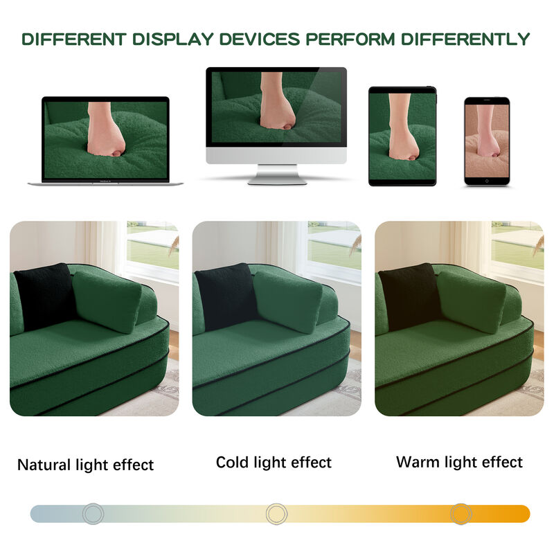 TATEUS Teddy Fabric 32D Boneless Sofa with L-Shaped Chaise