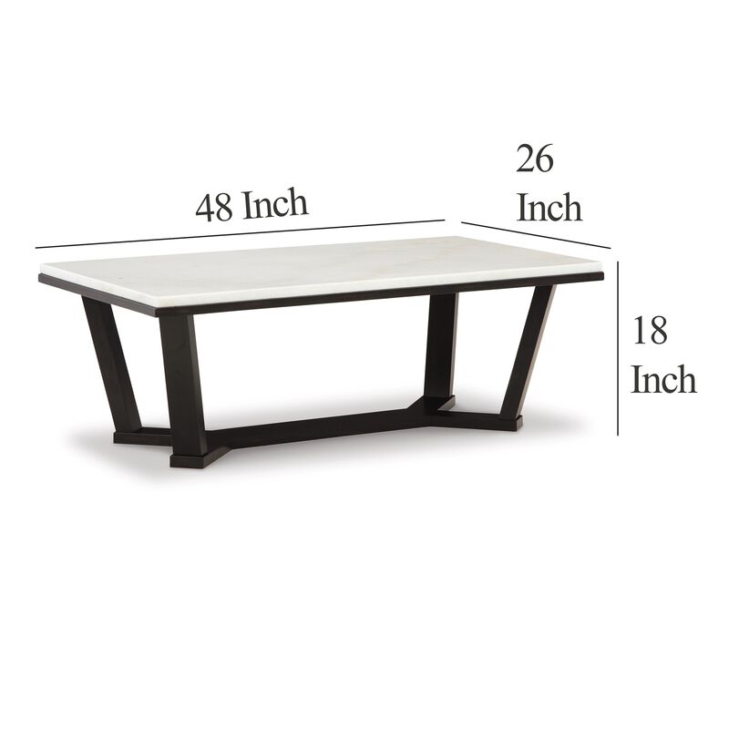 Fana Cocktail Coffee Table, Marble, Rectangular 48 Inch Espresso Brown