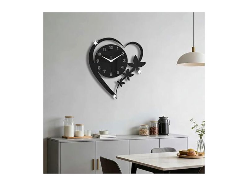 Heart Shape Acrylic Wall Clock Silent Non Ticking Modern Battery Operated image number 1