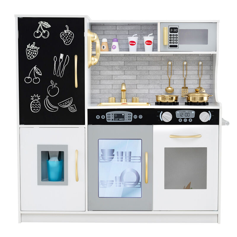 Wooden Toddler Play Kitchen Set with Accessories for Kids Ages 3&ndash;6