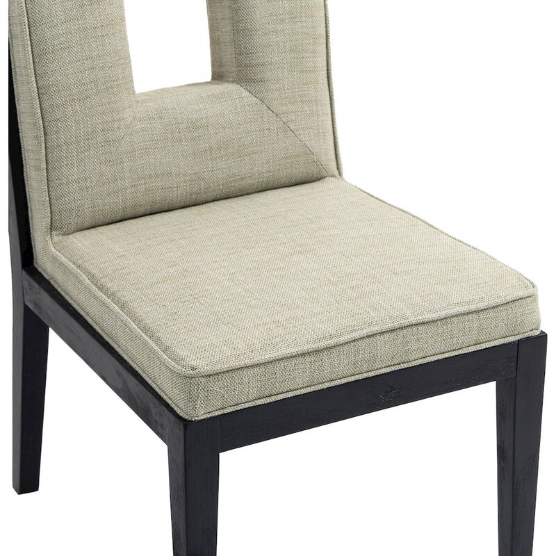 Meridian Furniture Gwendolyn Green Linen Textured Fabric Dining Side Chair, Set of 2