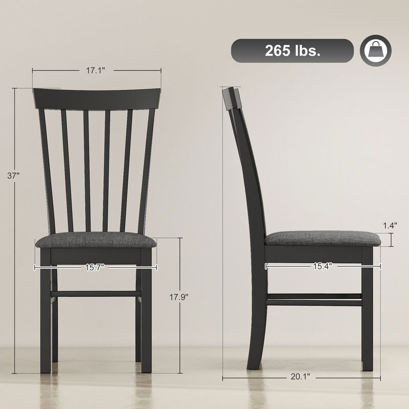 Hivvago Upholstered Kitchen Chairs Set of 2 with Wooden Frame image number 2