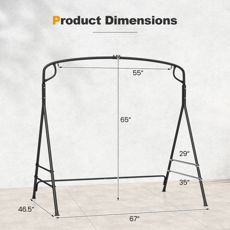 Black Outdoor Metal Swing Frame with Additional Side Bars image number 4