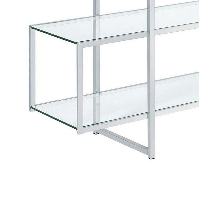 Coaster Elmer 5-shelf Bookcase Chrome and Clear image number 7