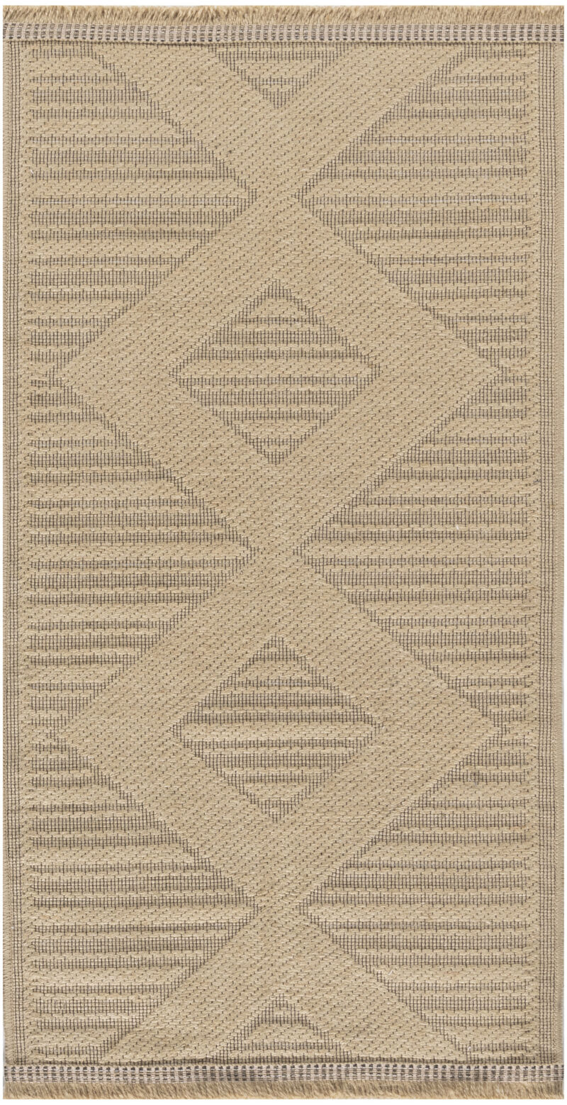 HomeRoots Geometric Flatweave Non Skid Area Rug With Fringe image number 2