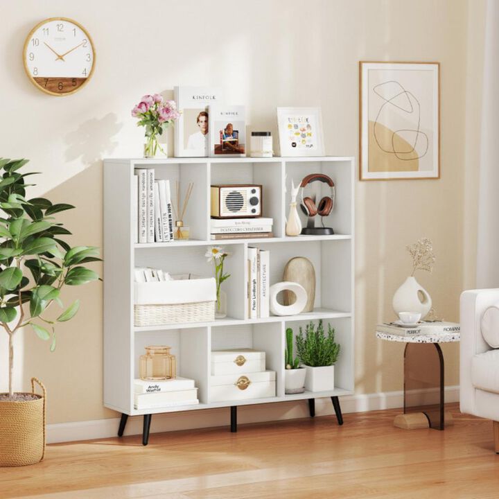 Hivvago Bookcase with 5 Tapered Metal Legs-10 Cubes