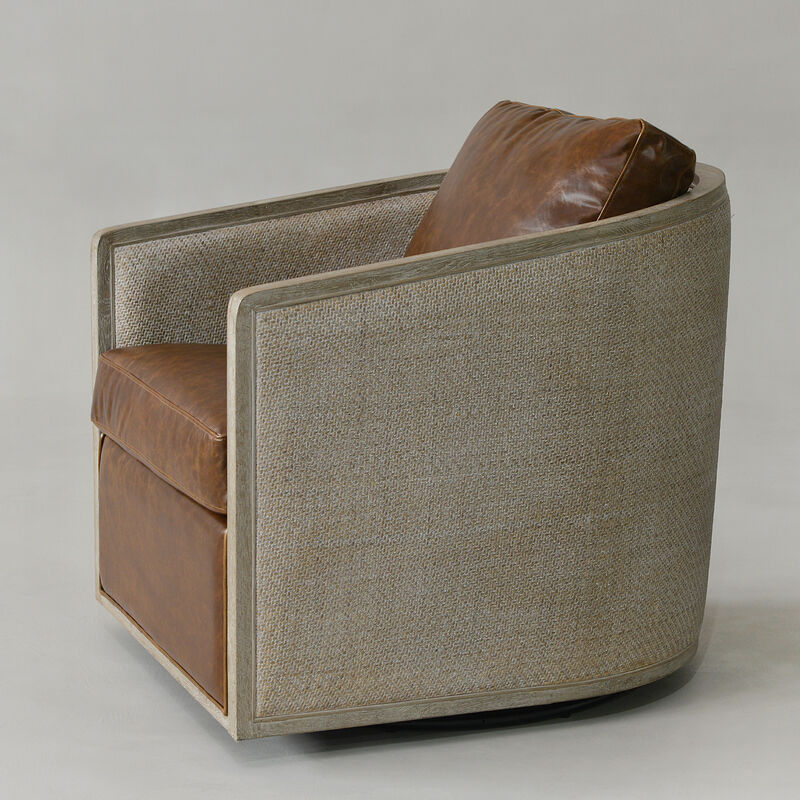 Claude Genuine Leather Swivel Cane Chair image number 6