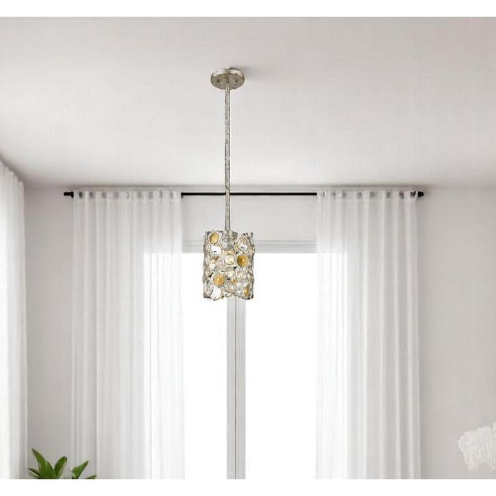 Hivvago Vitozzi 1-Light Antique Silver Leaf Pendant