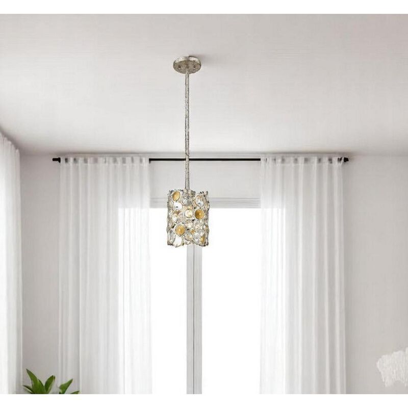 Hivvago Vitozzi 1-Light Antique Silver Leaf Pendant