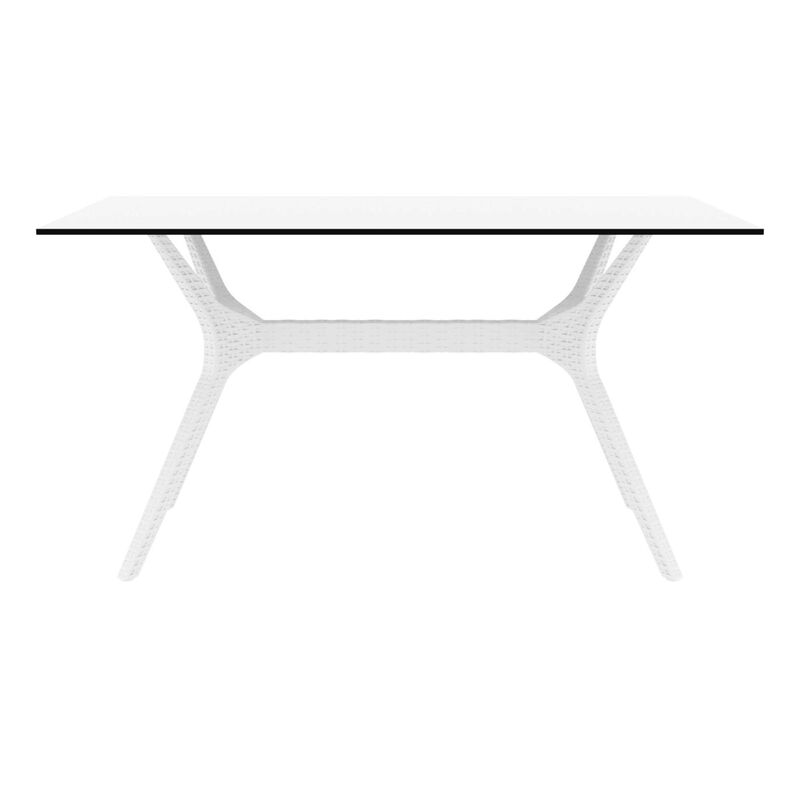 55" White Solid Rectangular Patio Dining Table
