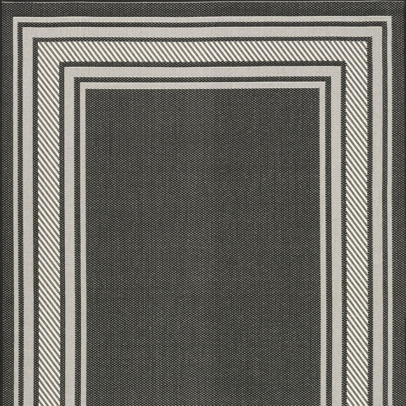 HomeRoots 6' X 9' Black Geometric Indoor Outdoor Area Rug image number 2