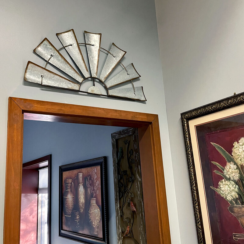 Distressed Rustic Galvanized Metal Half Moon Windmill Wall Art Sculpture image number 6