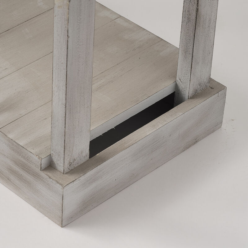 Farmhouse Rectangular Distressed Solid Wood Side Table Sofa End Table