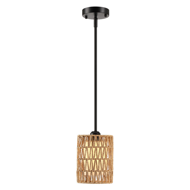 15" Modern Boho Rattan Mini Pendant Light