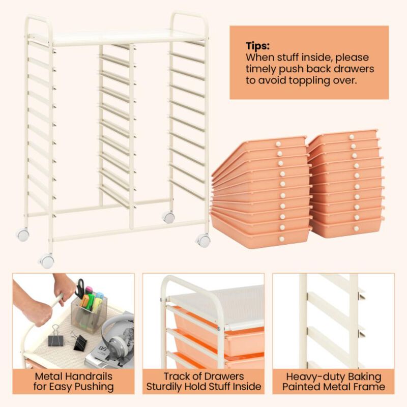 Hivvago 20 Drawers Rolling Storage Cart Studio Organizer