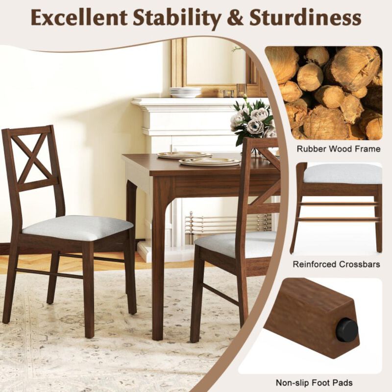 Hivvago Upholstered Side Dining Chairs Set of 2 with Rubber Wood Frame