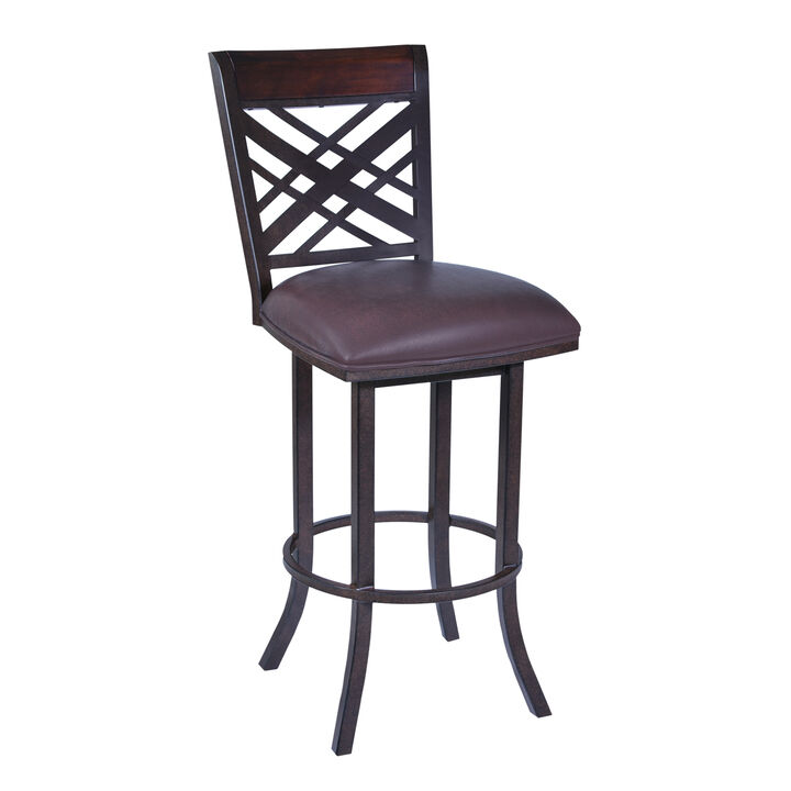 Tahiti  Barstool in Auburn Bay finish with Brown Pu upholstery