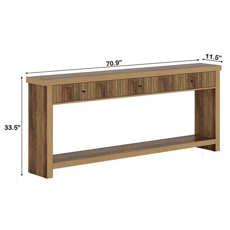 70.9 Inch Sofa Console Table with 3 Storage Drawers image number 2