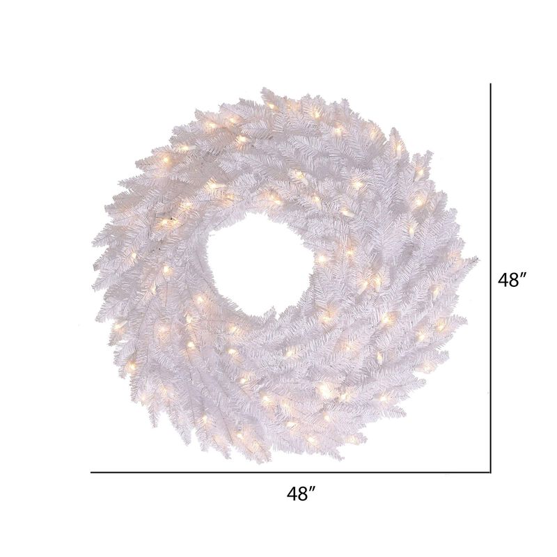 Vickerman 48" White Fir Artificial Christmas Wreath, Warm White Dura-Lit LED Lights - Faux Fir Christmas Wreath - Indoor Seasonal Home Decor image number 1