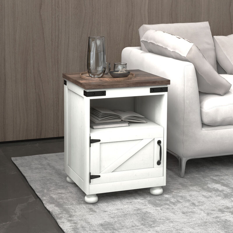 Hivvago Side Table with Storage, Shelf, and Cupboard image number 7