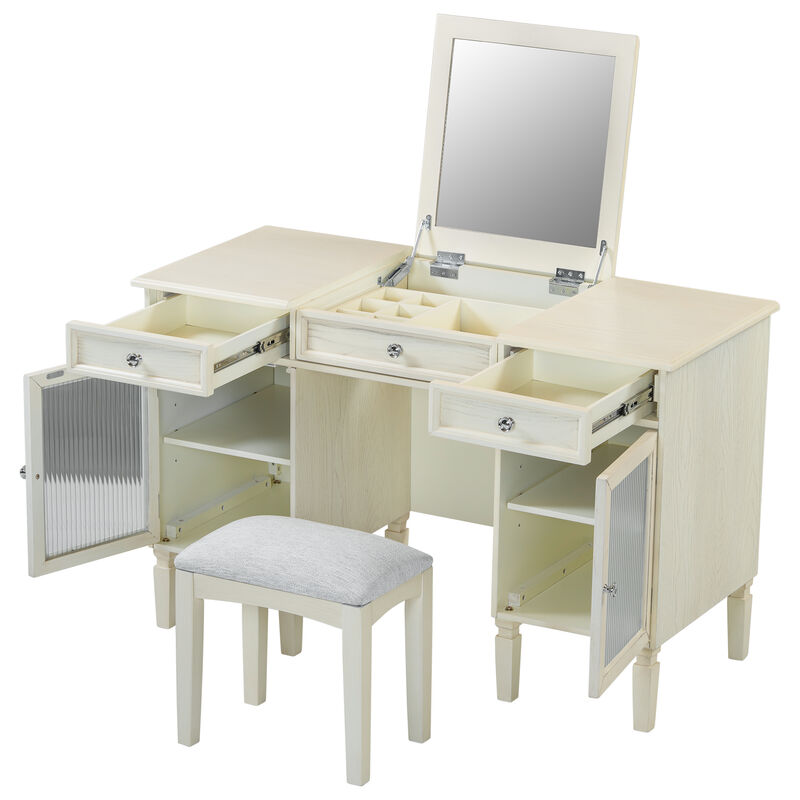 2-in-1 Vanity Desk with Flip-Top Mirror and Hidden Storage image number 5