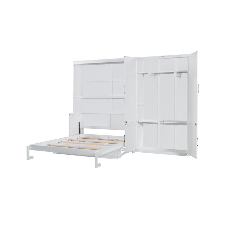 Whisen Modern Design Queen Size Murphy Bed, Folded into a Cabinet with Closet