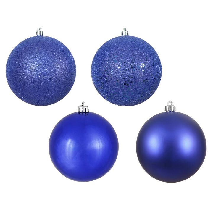 Vickerman 4.75" Cobalt 4-Finish Ball Ornament Assortment, 4 per Box