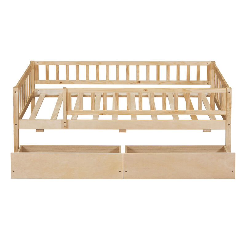 Whisen Twin Size Daybed Wood Bed with Two Drawers image number 5