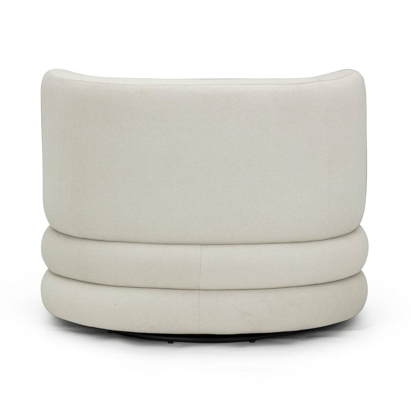 TOV Furniture Astor Cream Faux Mohair Swivel Hotel Lounge Chair image number 3